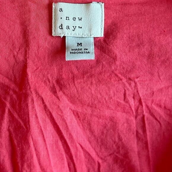 A New Day Women's Pink Coral Ruffle Short Sleeve MIDI Dress Size Medium - Picture 13 of 13